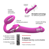 MULTI ORGASM BENDABLE STRAP-ON - M - FUCHSIA